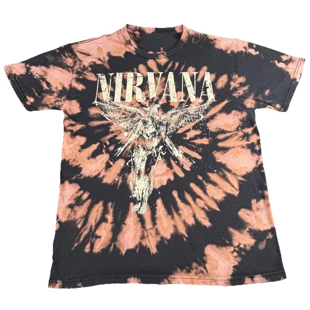 Nirvana Bleach Tie Dye Band T Shirt Mens XL Grunge Rock Graphic Distressed